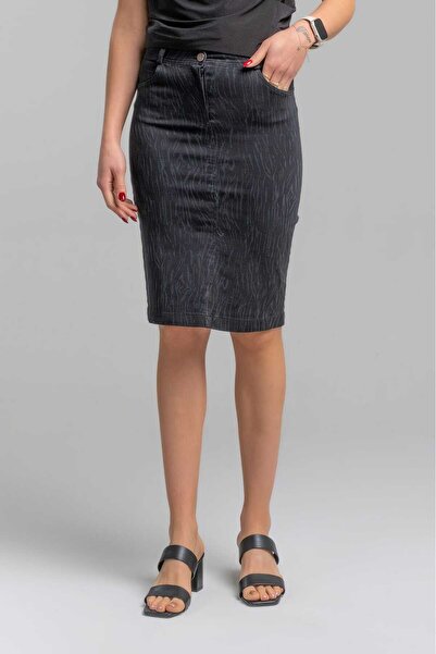 AKŞEN GİYİM Kadın % 92 Pamuk Denim Kumaş Likralı Leopar Desenli 4 Cepli Fermu...