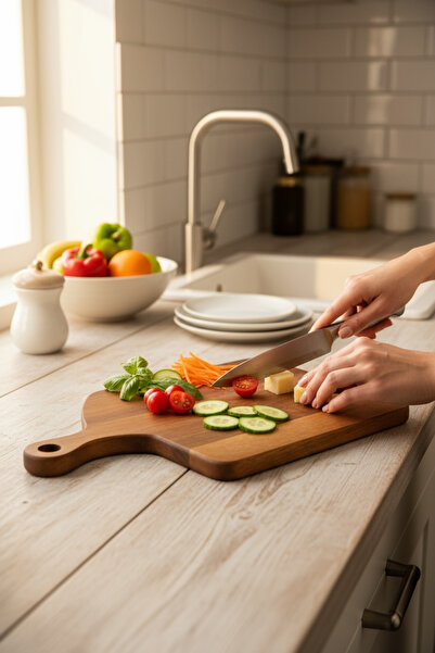 zezedesing Acacia Large Cutting / Presentation Board / Chopping and Serving Board with Handle 31X19.5X2Cm