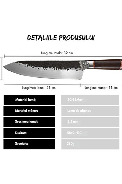 narvara Chef's Knife - High Carbon, Hand-Hardened, Non-stick, Easy Clean, Anti-slip Handle, Japanese Style