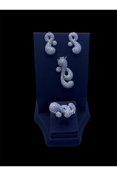 Turkuaz Silver Zirkon Taşlı Set Takım