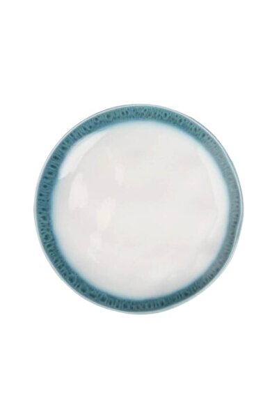 OEM Small white plate with turquoise rim '' 20cm