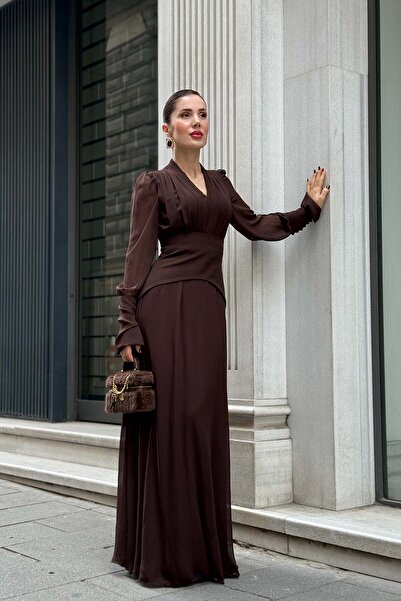 YK FASHION Tül Kuşak Detaylı Elbise