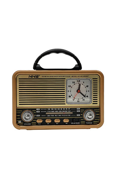 güvenlisepet NS-8898 Nostalji Analog Saatli Radyo Bluetooth Hoparlör USB/TF/ ...