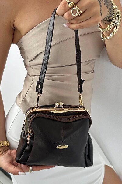 bagbank Çapraz Askılı Kahverengi Mini El Çantası