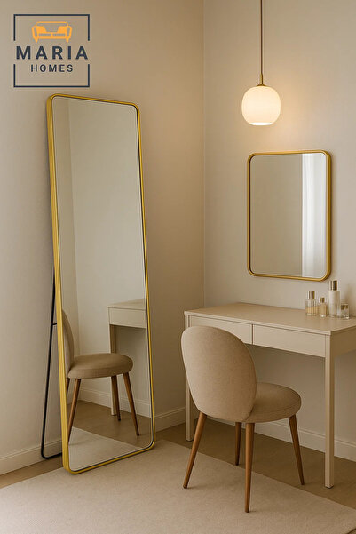 MARIA HOMES Gold Full Length Standing Mirror Modern Dressing Floor Mirror Hom...