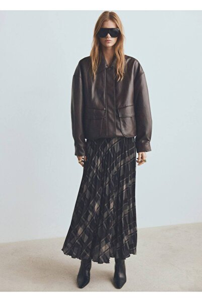 MANGO Woman Kareli uzun etek