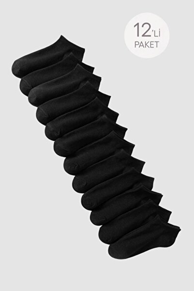peru moda مجموعة من 12 جوارب قطنية للجنسين باللون الأسود للرياضة اليومية