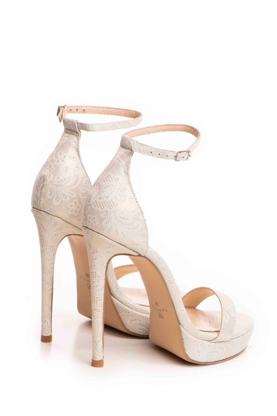 Vanilla Days Vienna Floral Stiletto Sandals - White & Gold