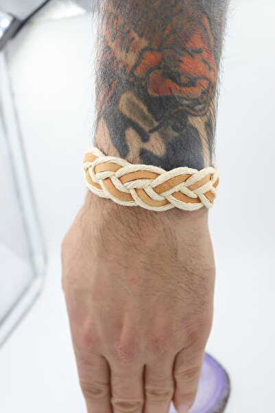 AGB سوار رجالي من القش بنمط حلزوني طراز الطبيعة