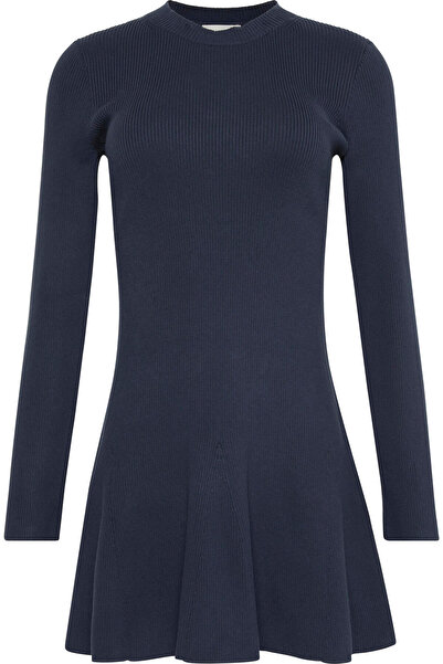 Calvin Klein FIT AND FLARE LS MINI DRESS Mavi Kadın Elbise