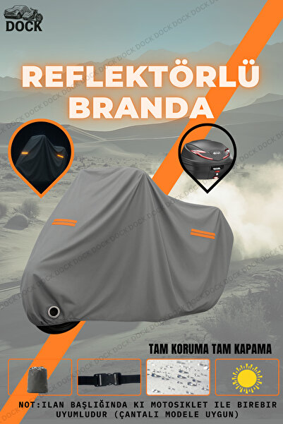 Dock TURUNCU REFLEKTÖR-YAMAHA 2024 TRACER 7 ÇANTA VE KİLİT UYUMLU GRİ MOTOSİKLET BRANDASI