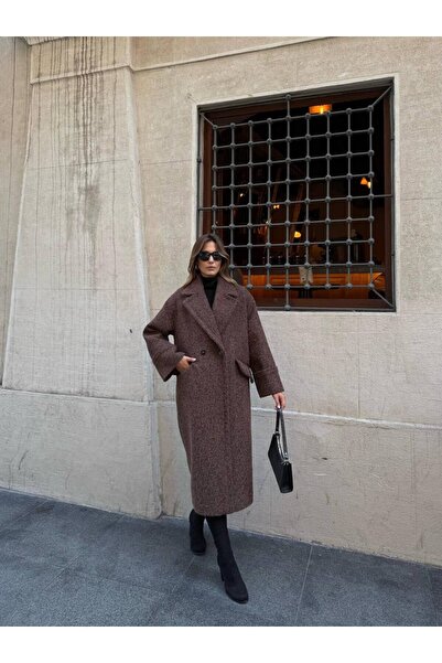 LUJJE Women's Long Wool Blend Boucle Coat