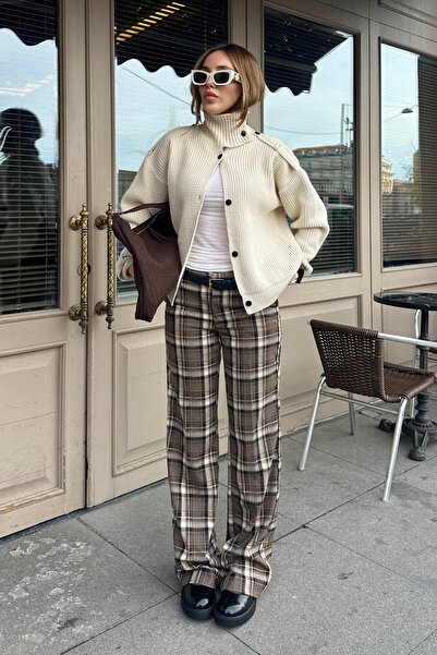 Laluvia Cream Mock Neck Epaulet Cardigan - 2028