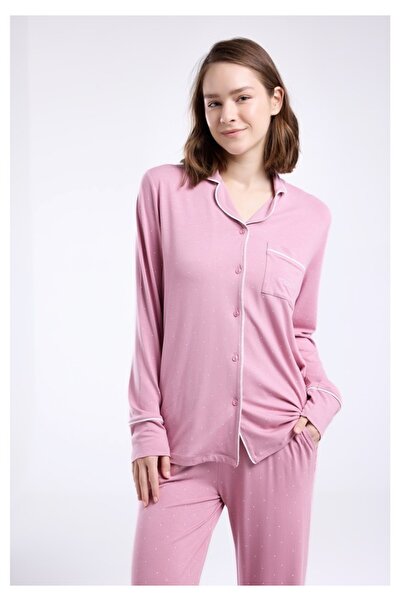 Pierre Cardin Women's Pink Long Sleeve Button Front Pajama Set 2 Pair Socks Gift