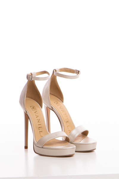 Vanilla Days Vienna Ivory Stiletto Sandals, Genuine Leather, 13cm Heel