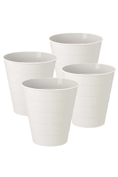 Concept Home 4 pieces Trash bin for offices and rooms, White 13.5 liter