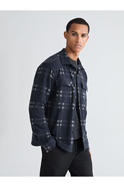 LC Waikiki Jachetă cămașă pentru bărbați în carouri cu mânecă lungă, cu croia...