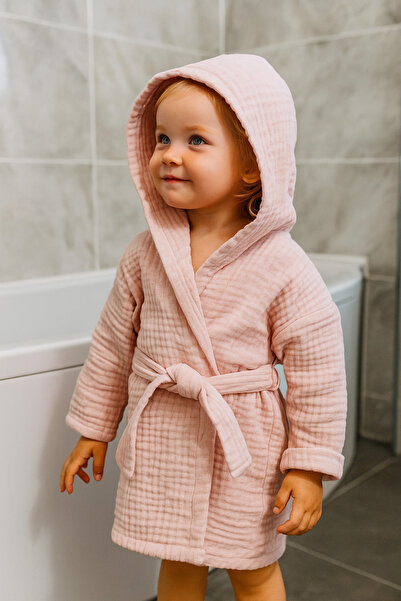 Heianmono Kids 4 Layered Pink 100% Cotton Muslin Children's Bathrobe