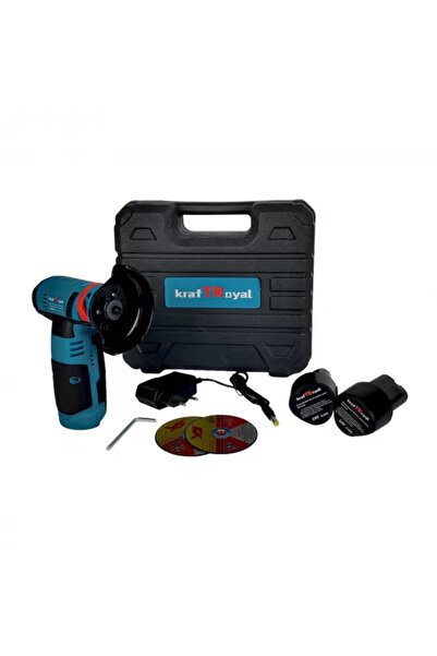 Kraft Royal Mini Polizor Electric, 24V, 6Ah cu 2 Acumulatori și 2 Pânze de Re...