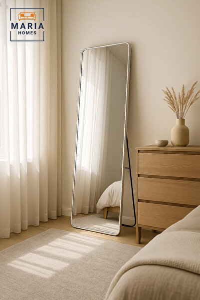 MARIA HOMES مرآة فضية كاملة الطول لغرفة النوم، مرآة حائطية، ديكور منزلي عصري