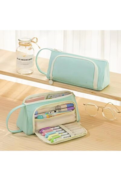 synshop Husă pentru creion de mare capacitate din pânză Oxford cu mai multe compartimente, cadou