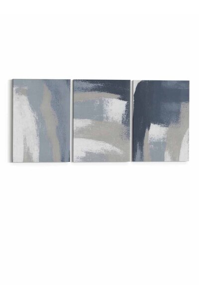 LOWHA Set of 3 Canvas Wall Art Stretched Over Wooden Frame with Shades of Grey Design