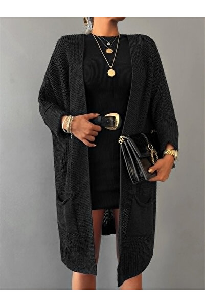 Kanonik Education    Women's Oversize Mold Pocket Detail Casual Knitwear Cardigan