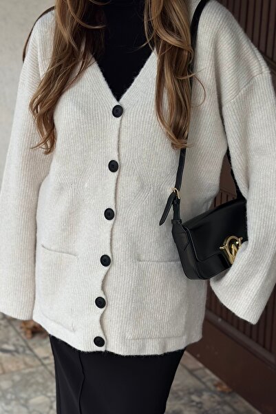 Laluvia Bone Double Pocket Cardigan - 04622