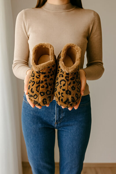 redtan Дамски | Пантофи с леопардов принт | Домашни пантофи | Неплъзгаща се подметка | Обувки за вътрешно ползване