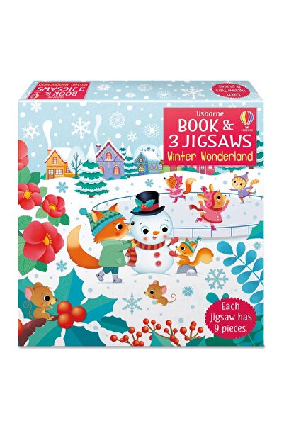 Usborne Carte in limba engleza cu 3 puzzle-uri de 9 piese Winter Wonderland
