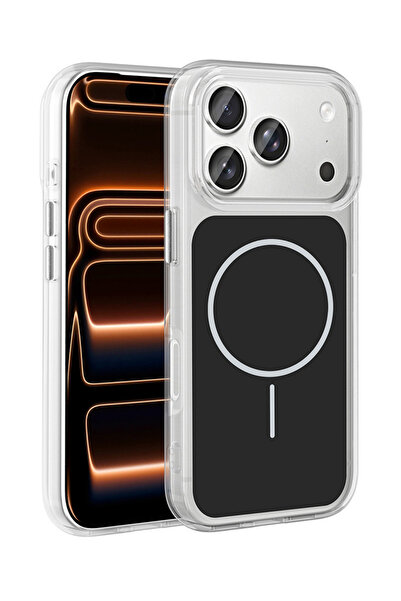 Rivor Apple iPhone 17 Pro Max Transparent Hard Silicone Case with Metal Key D...