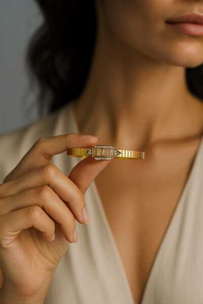 bahia butik aksesuar سوار نسائي من الفولاذ المقاوم للصدأ مرصع بأحجار الباجيت ...