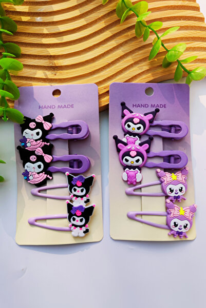 Nisankids Kız Çocuk Kuromi Toka (2 Adet Metal Pens - 2 Adet Çıtçıt Toka )