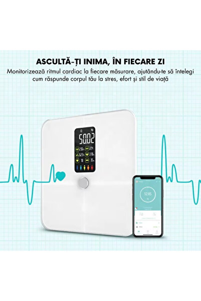 narvara ® Smart Scale, 17 Body Metrics, 4 Sensors, User Progress Report, iOS/Android, White