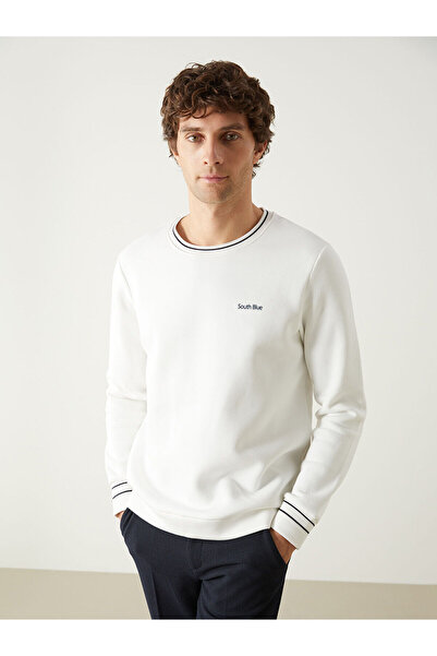 LC Waikiki SOUTHBLUE Ecru guler rotund Hanorac pentru bărbați cu mânecă lungă...