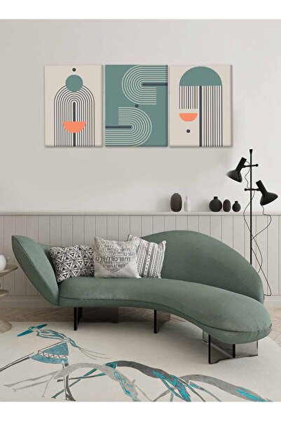 LOWHA مجموعة من 3 لوحات فنية جدارية من القماش مشدودة على إطار خشبي بتصميم تجر...