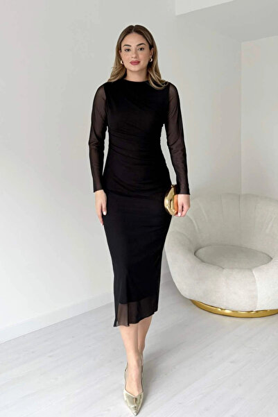 MARTYZ Drapeli Tül Midi Elbise