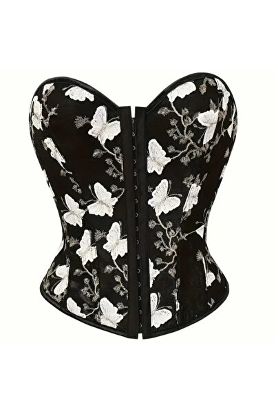 Mournbelle Vintage / Victorian Çiçek ve Kelebek Motifli Korse