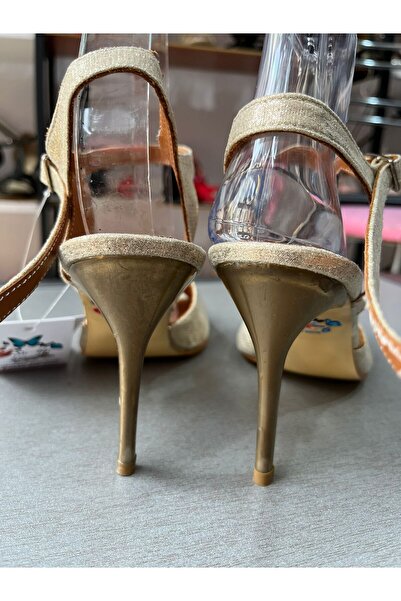 bitangosu Champagne Shiny Open Toe, Single Strap Scarf Model 8.5 cm 13 Pontjurdan Tango, Dance and Evening Dress Shoes