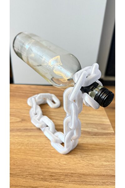 VER SİPARİŞİ SEVİLİYORSUN Zincir Tasarımlı Şarap Şişesi Standı | Manyetik Denge Dekoratif Stand