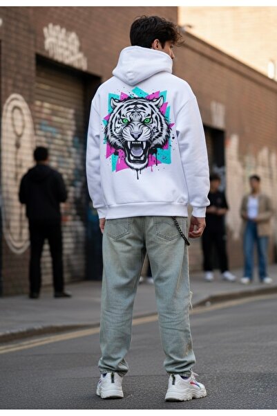 Infire clothing Unisex Oversized Vapor Tiger Printed Hoodie