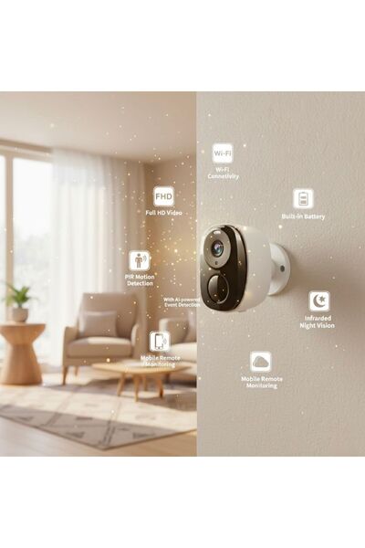 SmartElectro Indoor Wireless Surveillance Camera, 5000mAh Battery, 2 Way Audio, Wi-Fi