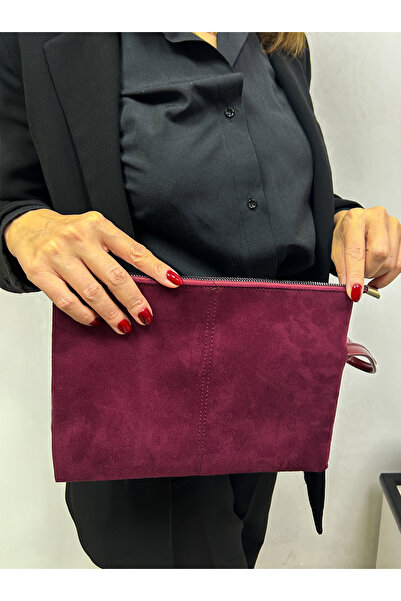 LİZZY BAG Burgundy Suede Look Women's Wallet