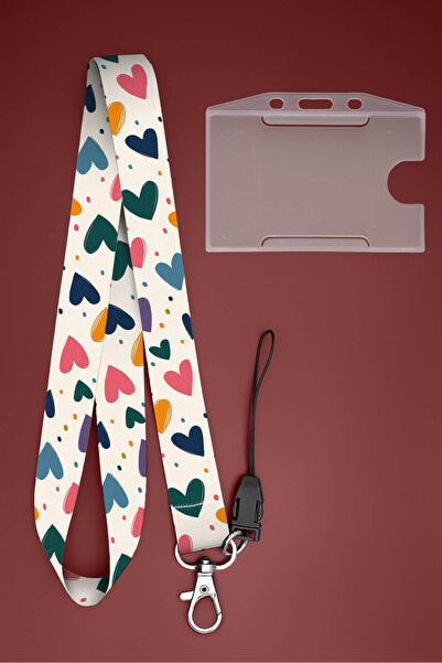 Apptakı Kalp Boyun İpi Boyun Askı İpi Boyun Askısı ve Kartlık - ASS0012