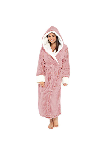 Unbranded/Generic Women's Thickened Flannel Winter Pajamas Robe with Belt (Plus Size)