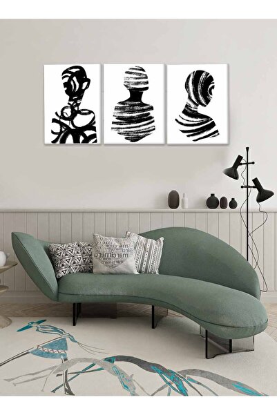 LOWHA مجموعة من 3 لوحات فنية جدارية من القماش مشدودة على إطار خشبي بتصميم تجر...