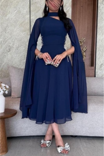 Haifa Fashion Lined crepe evening dress on luxurious chiffon