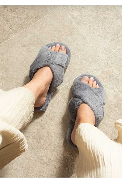 ALTUN TİCARET Furry White House Slippers