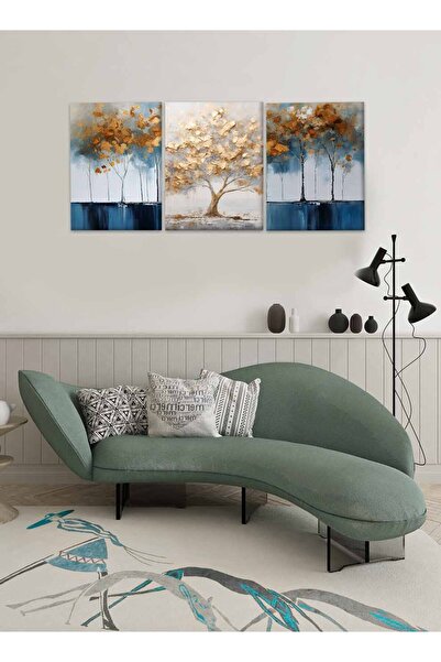 LOWHA مجموعة من 3 لوحات فنية جدارية من القماش مشدودة على إطار خشبي بتصميم تجر...