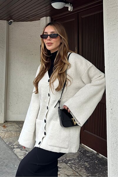 Laluvia Bone Double Pocket Cardigan - 04622